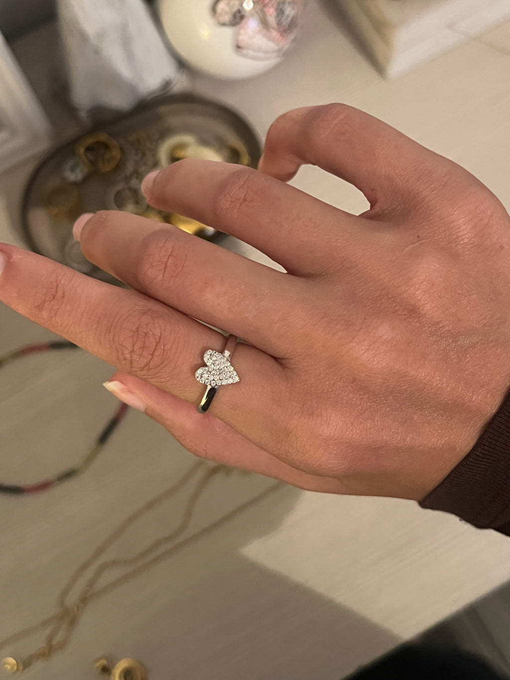 Anello cuore pavè