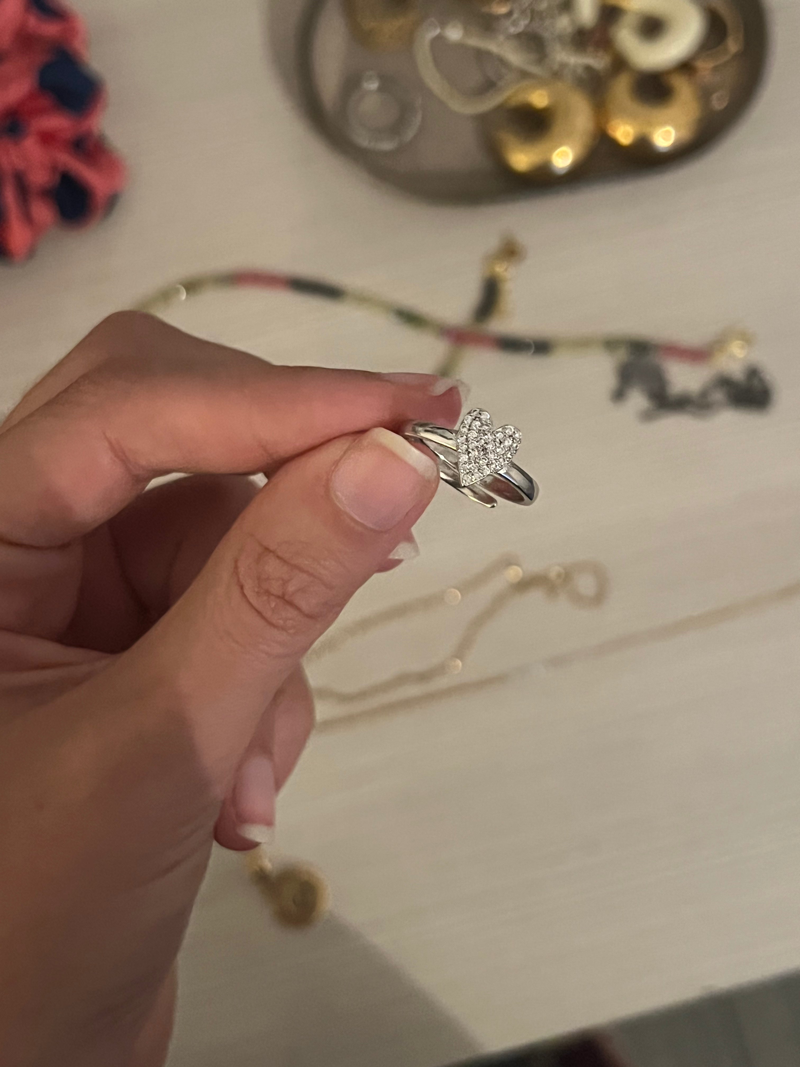 Anello cuore pavè